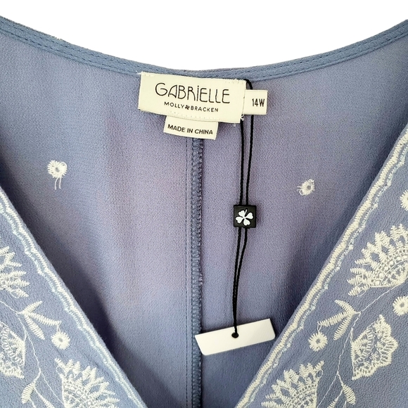 Molly Bracken boho v-neck dolman sleeveve embroidered kaftan tunic summer dress - Picture 7 of 8